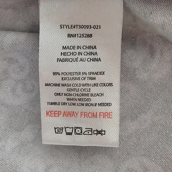 Tahari Sleep Lace Accent Cap Sleeve Top Size L Gray - Picture 5 of 5